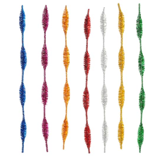 24 Packs: 25 ct. (600 total) Sparkle Primary Mix Wave Chenille Pipe Cleaners by Creatology&#x2122;